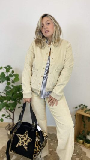 Blouson velours beige Maison Onado