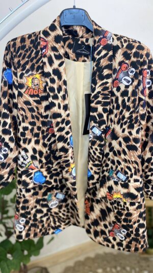 Blazer veste leopard et mini motifs colorés