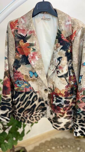 Blazer veste loose imprimé Frida Kahlo