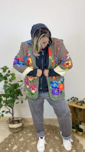 Blazer veste oversize imprimé fleurs