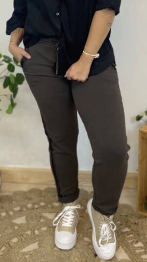 Pantalon jogg pant bande satin coté (choco , noir)