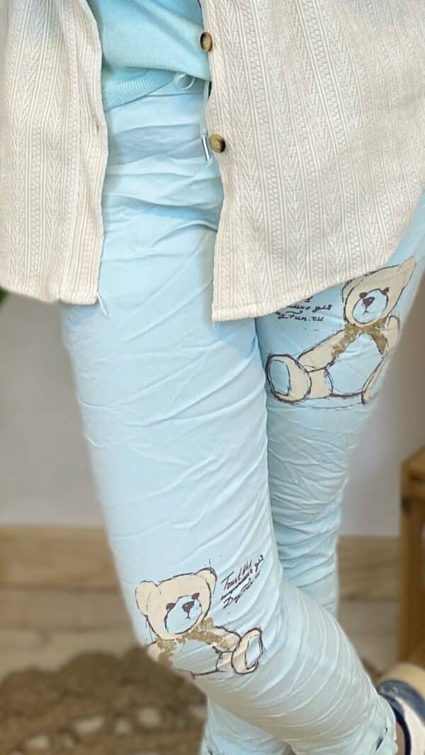 Pantalon confort motif ourson (rose ou celadon) – Image 3